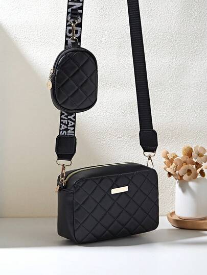 时尚女士简约休闲仿皮绗缝印花斜挎包、单肩包、手拿包、零钱包、卡包、手机壳、小型便携式化妆包，送给妈妈和我学生的情人节特别礼物