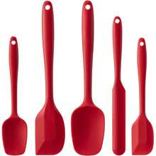 New Silicone Spatula Set, 5 Piece  Rubber Spatulas For Baking, Cooking, And Mixing High Heat Ristant Non Stick Dishwasher Safe - (RED) - Red - View 1