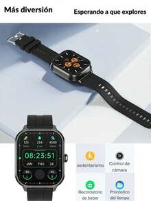 EFFEOKKI Smartwatch D8Pro 2 en 1 con auriculares internos y funda de silicona - Auriculares inalámbricos TWS, auriculares, reloj inteligente con frecuencia cardíaca y deporte compatible con iPhone y Android - negro azabache - Ver 8