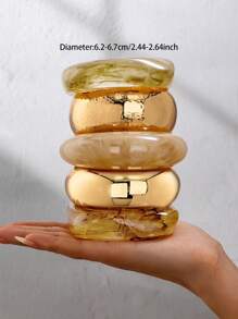 1 buc brățară tip manșetă din rășină groasă geometrică supradimensionată, set de brățări aurii pentru femei cu design cu roți late, bandă de braț metalică groasă stivuită, bijuterii la modă potrivite pentru ținute zilnice, întâlniri, petreceri, cadouri