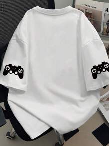 Kontroler do gier dla nastolatków, krótki rękaw, miękka koszulka, swobodny letni ubiór do gier, bluzki dla chłopców