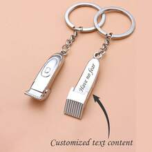 1 pieza Llavero personalizado con grabado de corte de cabello, pequeño regalo para salón de peluquería, accesorio creativo de herramienta de tinte de cabello, colgante decorativo para mochila - Multicolor - Ver 5