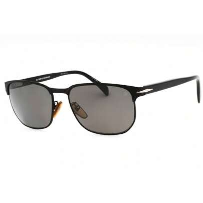 Mens Rectangular Matte Black Sunglasses With Solid Dark Grey Lens  DB 1131/S 0124 M9
