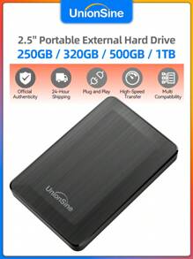 UnionSine Disque dur externe portable 2,5" 250 Go/320 Go/500 Go/1 To, stockage professionnel USB 3.0 compatible avec PC, , bureau