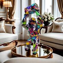 Boho-Stil bunte Gorilla Statue - Harz Tierskulptur für Zuhause, Büro & Schreibtisch Dekoration