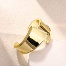 18K镀金不锈钢宽面凹凸开口手镯，时尚简约，适合女性佩戴，可用于派对、约会和办公场合。 - 金黃色-款8 - 查看 11