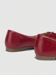 Square Toe Flats Casual Women Shoes, Comfortable Versatile Bowknot Decor