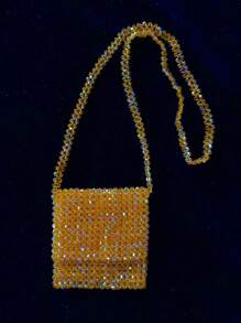 Bolso bandolera diagonal de verano con cuentas de vidrio y acrílico de colores, solo cabe barra de labios y llaves