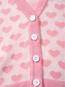 Sexy V-Neck Backless Fitted Short Spaghetti Strap Top With Heart Knit Design - Pink - View 11