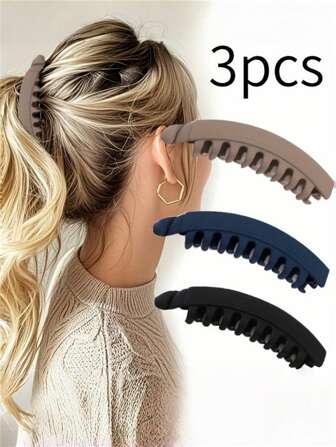 Juego de 3 piezas/4 piezas de pinzas para el cabello de plátano grandes para mujeres, suministro abundante, pinzas para cola de caballo resistentes, pinzas verticales, pinzas de alta gama con giro, adecuadas para uso diario, accesorios de decoración para el cabello, estilo bohemio elegante, accesorios para el cabello