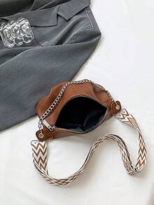 Multifunctional Chain Fanny Pack Chest Bag, Unisex Sports One Shoulder Crossbody Bag - Brown - View 4