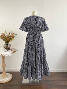 Đầm dáng suông rộng, thắt nơ, màu xanh dương kiểu Bohemian, cỡ lớn, thích hợp cho đi biển, lễ hội âm nhạc và kỳ nghỉ nhiệt đới. - Màu xanh hải quân - Xem 2