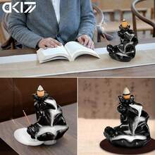 Waterfall Incense Holder Backflow Cone Ceramic Burner, Handcrafted Porcelain Censer With 20 Free Cones