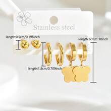 6 件套简约风格不锈钢蝴蝶设计耳环，时尚百搭，适合日常佩戴