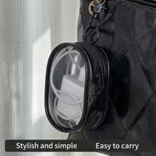1PC Compact Clear Zippered Storage Bag With Keychain – Portable Organizer For Earphones, Chargers & Travel Accessories
