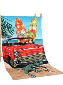 Dickhandtuch aus Frottee, hochabsorbierend, Strandtuch, Erwachsenen-Badetuch mit Digitaldruck, schnelltrocknend, Strandutensilien, Strandaccessoires, Schwimmhilfe