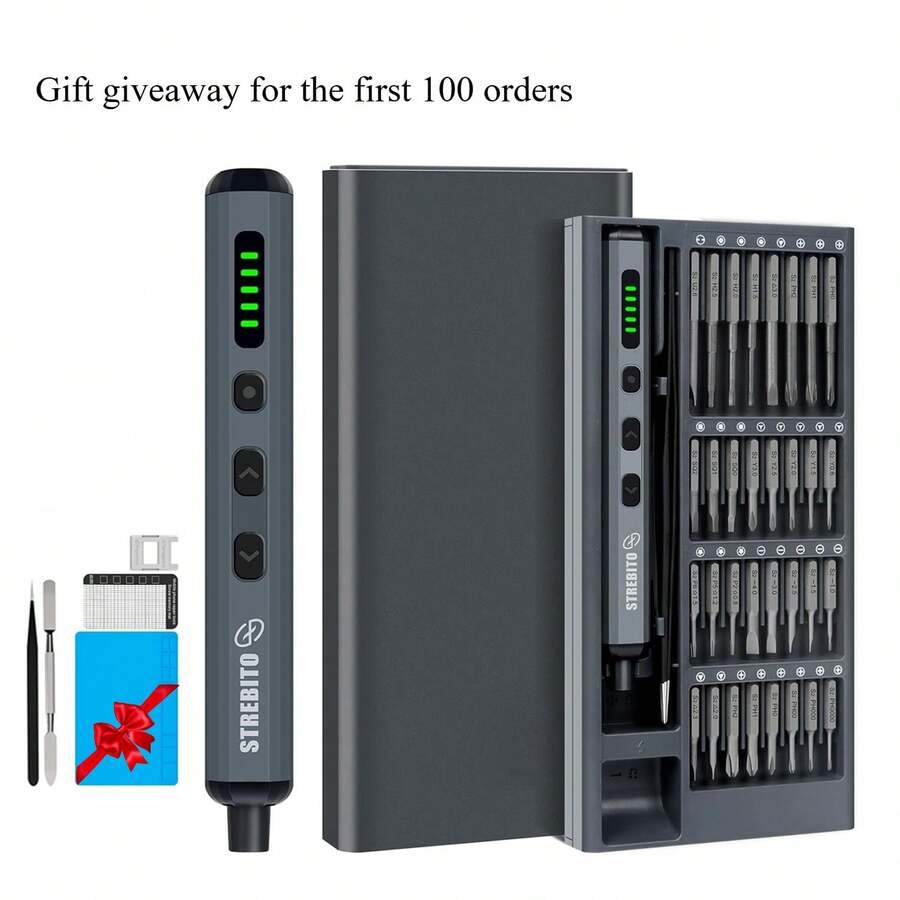 Electric Screwdriver, 70 In 1 Screwdriver Set, Mini Electric Screwdriver, Precision Screwdriver Kit With 64 S2Bits, Mini Screwdriver For Eyeglasses - Black - View 1