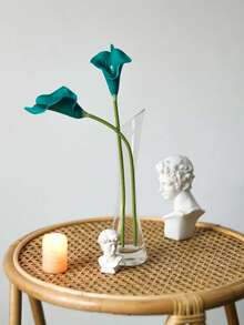 MEHELANY 12pcs/6pcs/1set Turquoise Artificial Calla Lily Flowers, 40cm, PU Material, Fake Flowers, Calla Lily Bouquet, Suitable For Home, Wedding, Indoor/Outdoor Decor, Garden, Party, Boho Style, Holiday, Mother's Day, Birthday Gifts - Blue - View 4