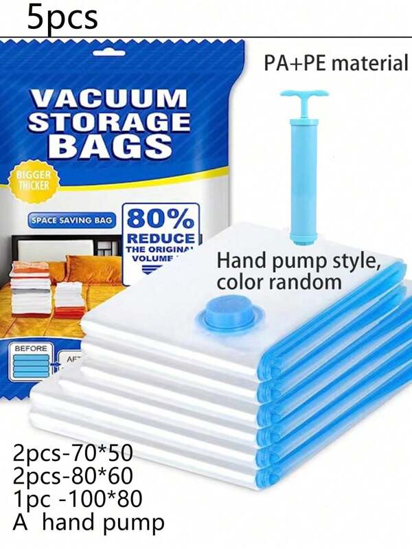 17/1pc Vacuum Storage Bags, Clear Reusable Compression Bags, Large Capacity Packing Cubes, Foldable Organizers, Dust-Proof Garment Bags, Moisture-Proof Accessories Pouches, Space Saving For Bedroom, Closet, Bathroom, Clothes, Bedding, Summer Travel Essentials