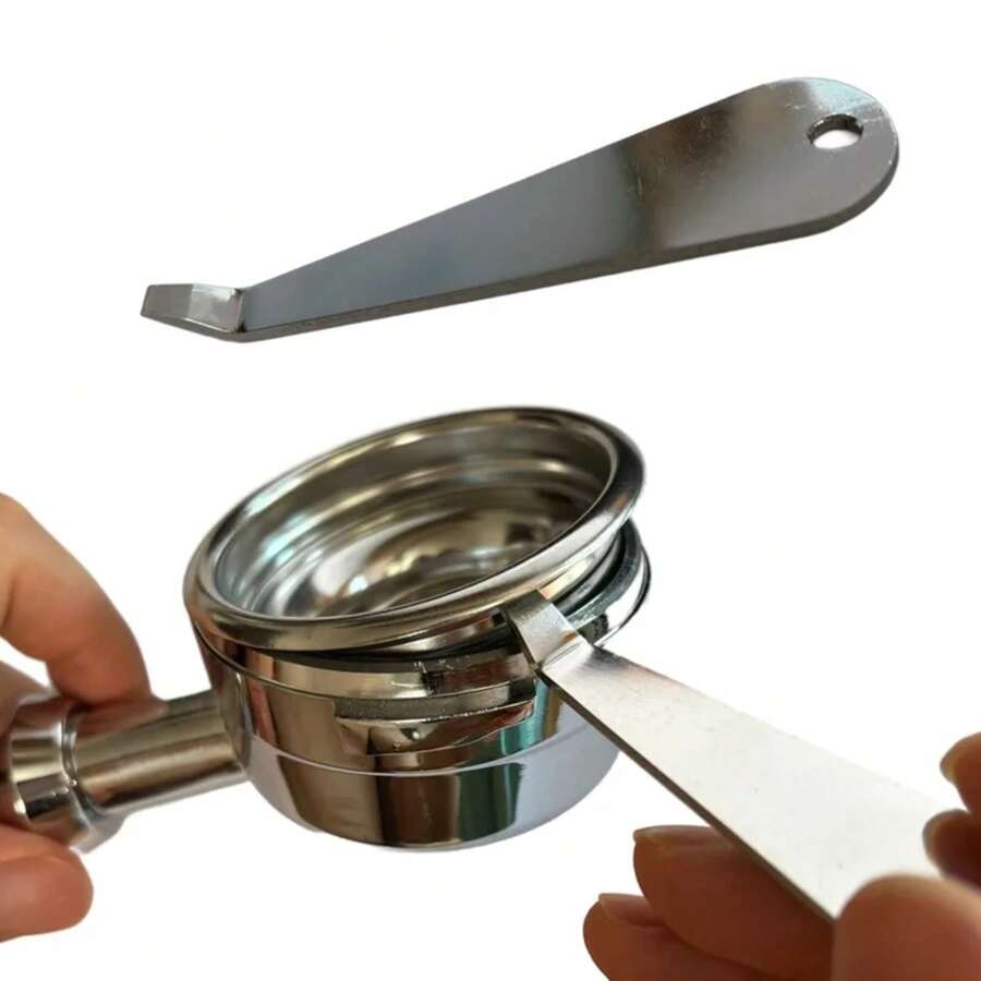 Portafiltro de taza de café en polvo, herramienta removedora de cesta, herramientas de filtro de café de acero inoxidable, accesorios de café de 8x1cm, color plateado, 1. - 1 pieza - Ver 1