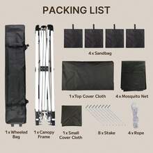 13x13 Pop Up Gazebo Tent With Mosquito Netting, Outoor Canopy Tent With 4 Sandbags, 8 Stakes, 4 Ropes, Roller Bag, Pop Up Canopy Tent For Lawn Backyard Garden Deck,Outdoor Furniture - 灰色 - 查看 6