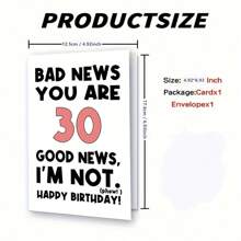 1Pc Funny 30th Birthday Card For Men Women, Happy 30th Birthday Card For Friend Brother Sister, 30 Years Old Birthday Greeting Card, You're 30 I'm Not, Envelope Included, School Supplies,Back To School