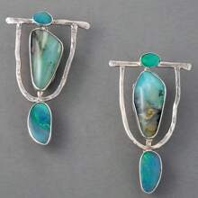 [Pendientes vintage] 1 par de pendientes vintage elegantes con colgante de gema verde, adecuados para bodas y ocasiones especiales