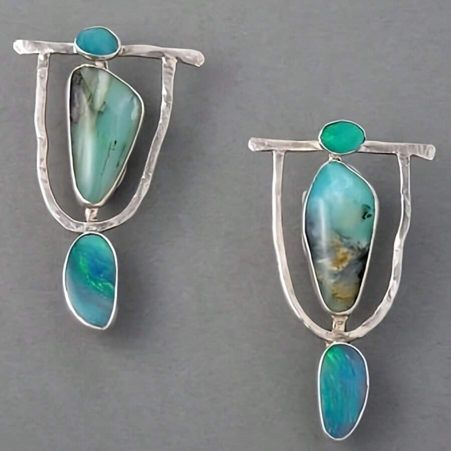 [Pendientes vintage] 1 par de pendientes vintage elegantes con colgante de gema verde, adecuados para bodas y ocasiones especiales