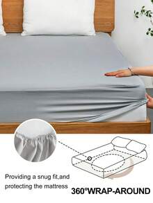 1PC Light Grey Waterproof Fitted Sheet Only, Modern Solid Color Mattress Protecter With Deep Pocket For Kids Elderly All Seasons Use, Soft& Breathable, Machine Washable