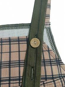 Women's Fashionable Casual Lattice Cuffed Jumpsuit, Loose & Comfortable For Leisure, Beach, Daily Commute, Home, Spring/Summer