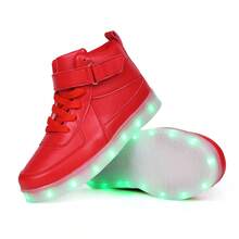 Kids LED Light Up Shoes USB Charging Flashing Light Up High-Top Sneakers For Boys And Girls (Toddler/Little Kid/Big Kid) - 紅色 - 查看 5