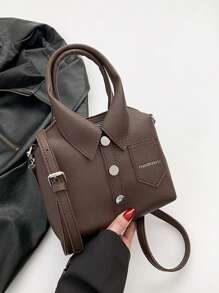 1 pieza, (19,6 cm * 17 cm * 6,1 cm) Bolso de mano de mujer de moda, bolso de hombro, bandolera, bolso de mano, bolso tipo tote, bolso mini de forma asimétrica, material de PU resistente a arañazos y al desgaste, adecuado para compras, citas, fiestas, viajes, correa de hombro ajustable, elegante bolso de mujer casual
