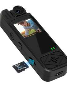 1pc Portable Video Conference Recorder, Equipped With A 180° Rotating High-Definition Night Vision Camera. It Has Functions Such As Motion Detection, Loop Recording, And Ultra-Long Standby Time, And Supports Audio And Video Synchronization. Suitable For Outdoor Video Shooting While Cycling, It Is Lightweight And Easy To Carry, Making Conference Recording Burden-Free.
