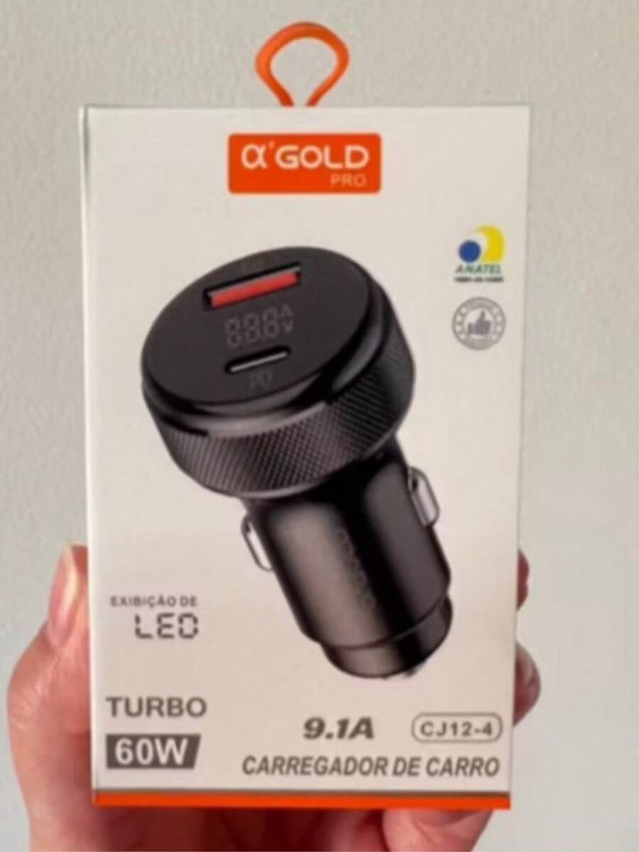 60W 9.1A Car Turbo Charger With LED Display CJ12-4 /CJ13-4 A' Gold - 黑色 - 查看 1