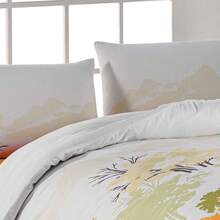 100% Cotton Bedding Set | Single (160x220 + 1 Pc 50x70 Pillowcase) & Double (200x220 + 2 Pcs 50x70 Pillowcases) | Button Closure | Made In Turkey - Yellow - View 5