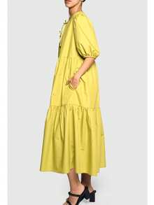 SANSSOUCI TIE FRONT TIERRED POLY COTTON MIDI SKIRT  Plain    Elegant  Casual  Modest    Woven Fabric    Tiered Layer  Tie Front    DRESS  Beach  Home  Baby Shower Party  Daily  Elegant And Casual  Tea Party  Brunch    SPRING SUMMER - 綠色 - 查看 2