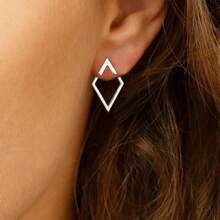 Dainty Minimalist Diamond Shape Earrings – High-Quality Alloy Material With Unique Up-And-Down Triangle Configuration, Subtle Yet Striking Statement, Perfect For Gifting On Graduations, Holidays, Or Just Because, Ideal For Sensitive Ears, Versatile Piece For All Seasons And Occasions
