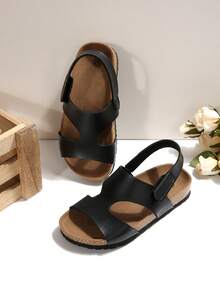 1 Par de Sandálias Casuais Leves e Macias com Bottom de Cortiça, Design com , Fácil de Colocar/Tirar, para Crianças e Adolescentes de 3 a 15 Anos, Estilo Sandália de Praia e Resort de Verão