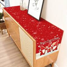 1pc Christmas Pattern Leaf Print Table Runner, Christmas Table Runner/Cloth, Suitable For Holiday, Party, Birthday, Dinner, Kitchen, Dining Room, Seasonal Home Decor - Multicolor - View 10