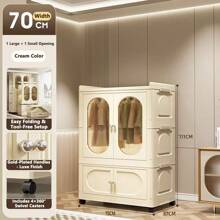 5/4/3/2/1 Layer Simple Wardrobe Clothes Storage Cabinet Closet, Foldable Home Use Garment Rack For Kids Bedroom, Rental Units Without Installation