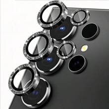 [Star Diamond Protective Lens]Black Explosion-Proof And Scratch-Resistant Metal Ring Lens Film For Compatible With Samsung Galaxy S24 Ultra/S3 Plus/S25 Ultra, Compatible With A54/A35/A55/S23/S22 Ultra/S25/A145G/A54/Filp5/Fold4/A34/A55/A35/A15/A25Series Starry Sky Colorful Protective Sticker