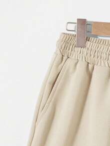 Men's Street Style Text Graphic Print Round Neck Short Sleeve T-Shirt And Sweatpants 2 Pieces Set - Khaki - View 5