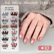 MIANEL 10ML 冬季新款黑珍珠水晶猫眼凝胶指甲油 简约优雅纯黑暗白指甲油 美甲沙龙专用凝胶指甲油 白色指甲 冬季指甲 黑色指甲 可爱指甲 美甲艺术 美甲用品 - 彩色 - 查看 4