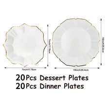 40PCS/100PCS White Paper Plates - White Disposable Plates For Party/Wedding - Include 10inch White Dinner Plates And 7inch White Dessert/Salad Plates For All Party Tableware - White - View 7