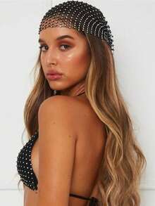 1 件女士水钻网状头带头巾头链，适合节日、派对、嬉皮风格的头饰