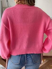 Women's Knitted Cardigan, Pink Knit Sweater Cardigan With Pearl Button Decor, Fashionable For Everyday Wear In Autumn/Winter