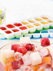 14 Silikon Eiswürfelbehälter mit Deckel, quadratische Eiswürfelform, DIY Gelee- und Käseform, Küche Haushalt, Eiswürfelhersteller, hilft um Getränke, Lachs und sich im Sommer kühl zu halten