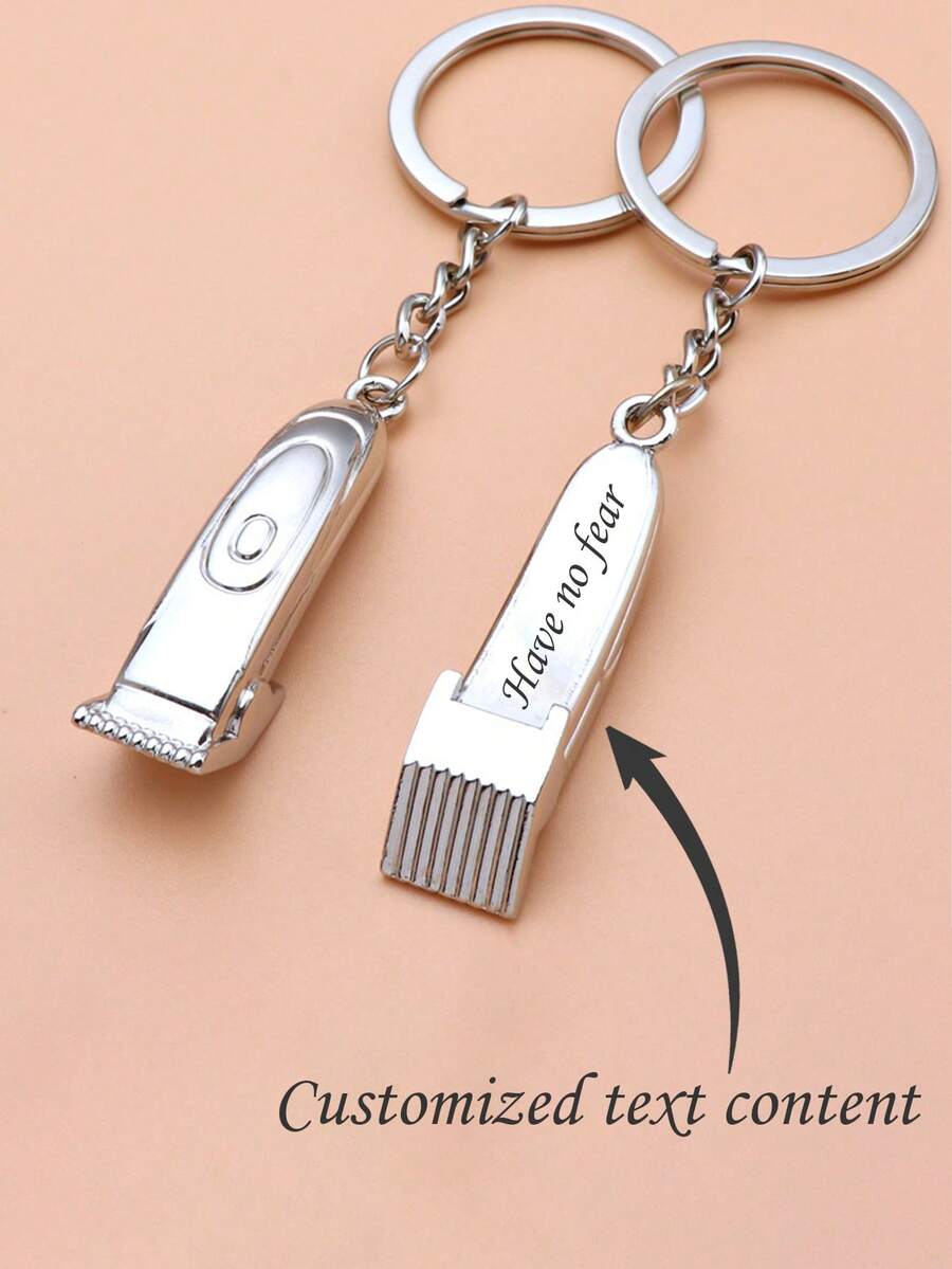 1 pieza Llavero personalizado con grabado de corte de cabello, pequeño regalo para salón de peluquería, accesorio creativo de herramienta de tinte de cabello, colgante decorativo para mochila - Multicolor - Ver 1