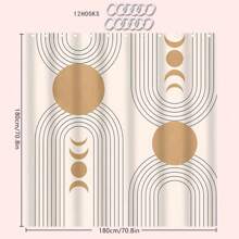 4 Stücke Boho Gold Sonnenmuster Badezimmer Set - Duschvorhang, Badematte, U-förmiger Toilettendeckel, wasserdichter Duschvorhang, modischer dekorativer Vorhang, moderne Stil Badezimmer Trennvorhang, ohne Bohren erforderlich, waschbarer Polyester Schulanfang Badezimmer Dekoration