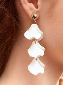 1 Pair Rose Petal Exaggerated Design Long Earrings, Slimming Face For Women, Suitable For Daily & Holiday Wear